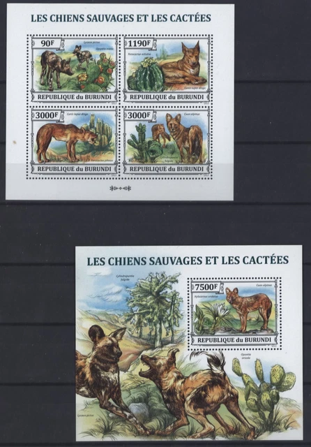 Burundi 2013 - Cacti Cactus Dogs Wild Dogs Dingo No. 3228-31 + Block 370 **
