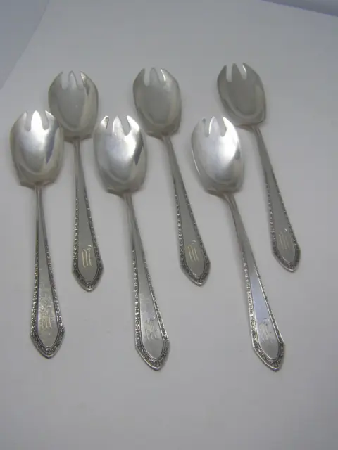 Antique Wallace Sterling Silver Ice Cream Forks Set of 6 Orange Blossom 1923