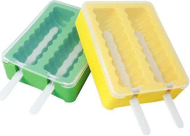 2 Pack Popsicle Molds With 4 Stick, Ice Lolly Makers Frozen Purees Moulds Set Wi
