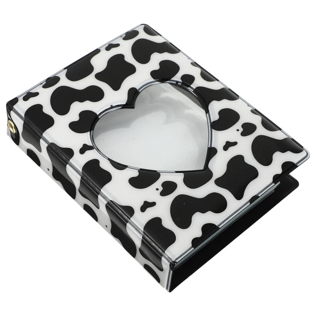 Álbumes de estantería de vacas blancas negras álbum de fotos de corazón pequeño soporte para álbum de fotos