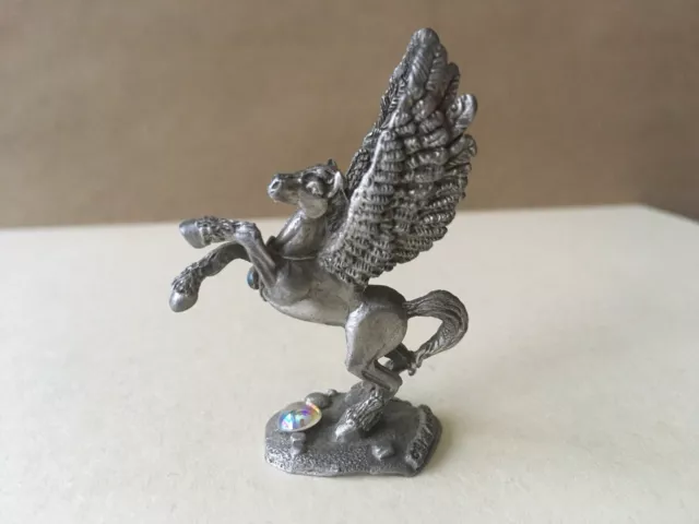 Vintage Ridolfi Yahre Signed Fine Pewter Miniature Pegasus Crystal Figurine