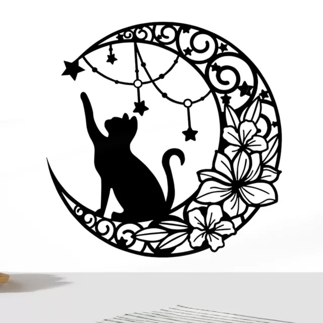 Metal Moon Cat Wall Art Iron Art Black Cat And Moon Wall Metal Silhouette Decor