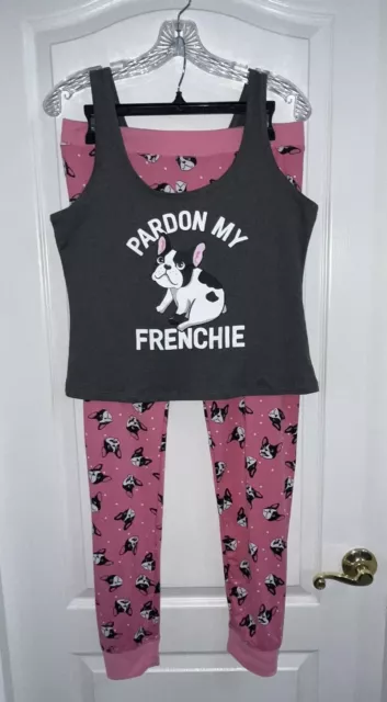 Weekend Edition Women’s French Bulldog Pardon My Frenchie Pajama Set Size L