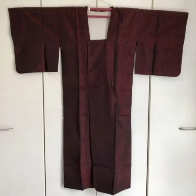 Michiyuki Coat Kimono-Haori  Long Large Kimono-Haori Red Dark Stylish Pattern