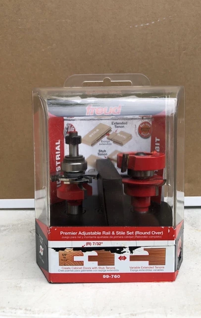 Freud 99-760 1-11/16" Premier Adjustable Rail & Stile Round Over Router Bit Set