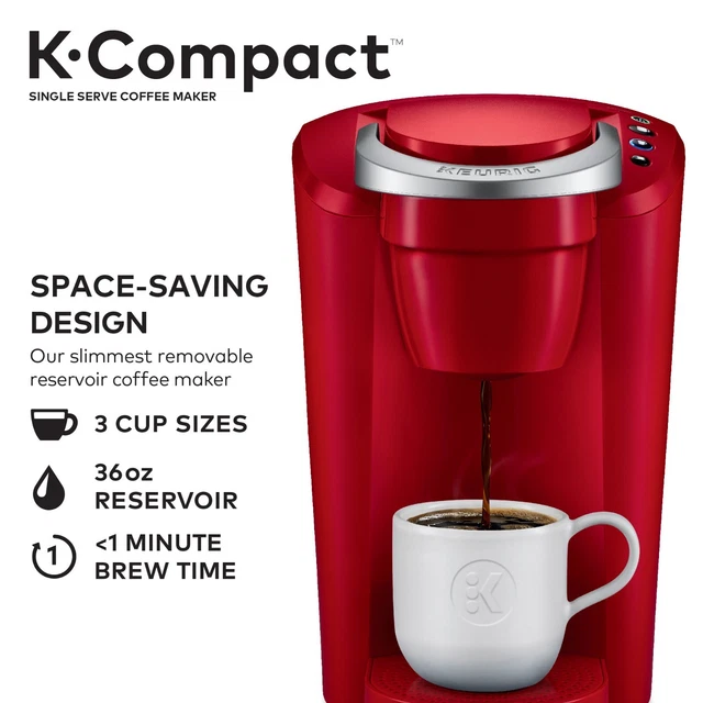"Brew coffee at home with ease and style - Keurig K-Compact in Imperial Red."