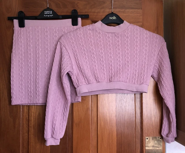 Shein Dusky Pink Cropped Jumper & Skirt Outfit - Age 11/12 Years
