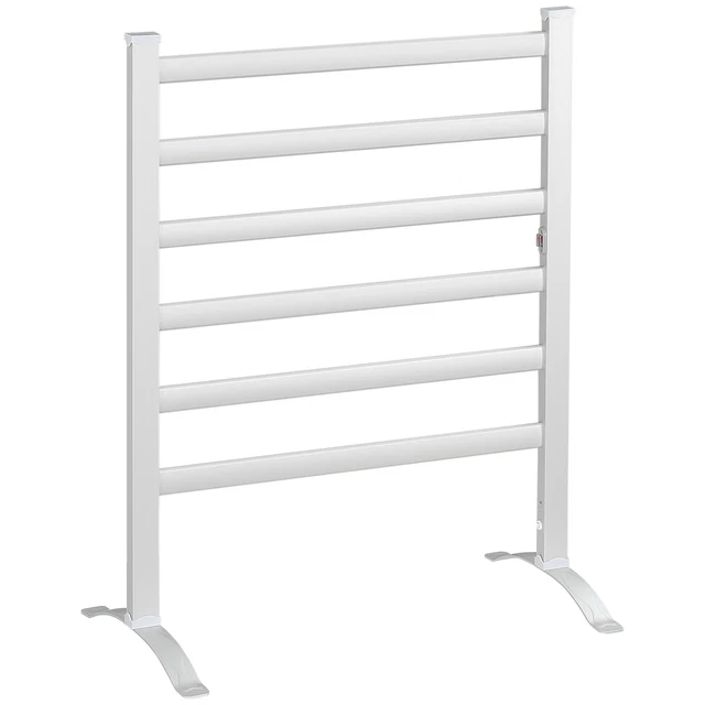 HOMCOM Stendino Riscaldato a 6 Barre in Alluminio Bianco