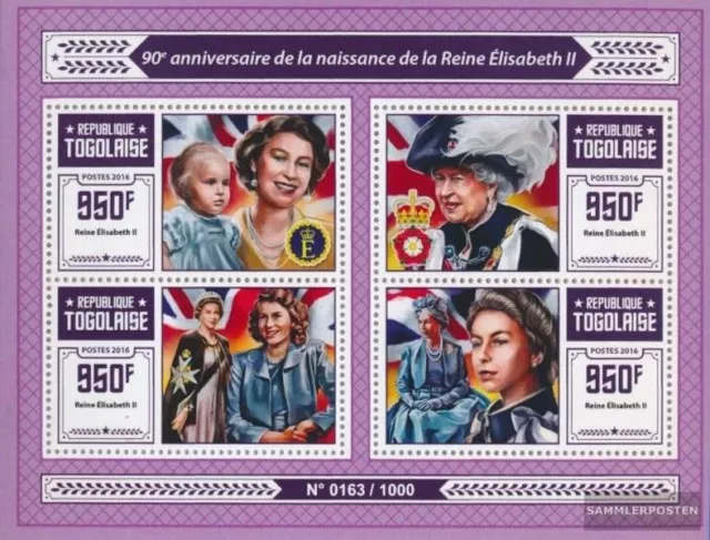 Togo 7276-7279 Kleinbogen (kompl. Ausgabe) postfrisch 2016 Elizabeth II