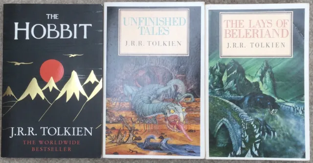 Unfinished Tales, The Lays Of Beleriand & The Hobbit J.R.R. Tolkien Book Bundle