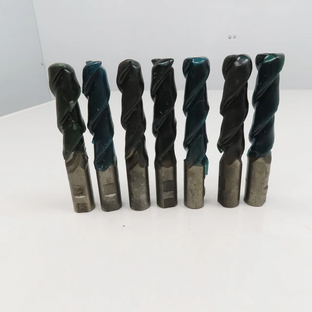 1" Ground To 63/64" OD. 4" LOC 2 Flute Spiral 1" Weldon Shank End Mill Lot Of 7