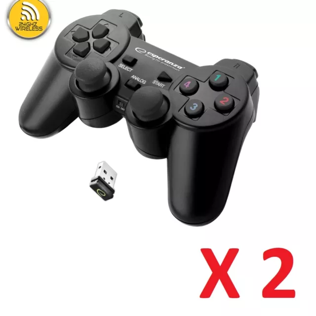 2 X Manette sans fil Dualshock pour Sony Playstation 3 PS3 et PC - 2.4 Ghz