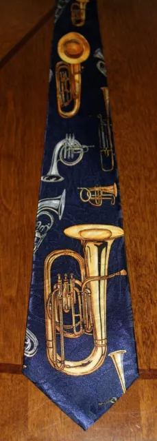 Brass Instrument Tie Music Men's Trombone Trumpet Navy Blue Neck Ties