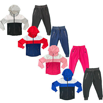 Ragazzi Ragazze Bambini Tuta Da Ginnastica PANNELLO Giacca Pantaloni Sportivi Jogging Bottoms Outfit Set