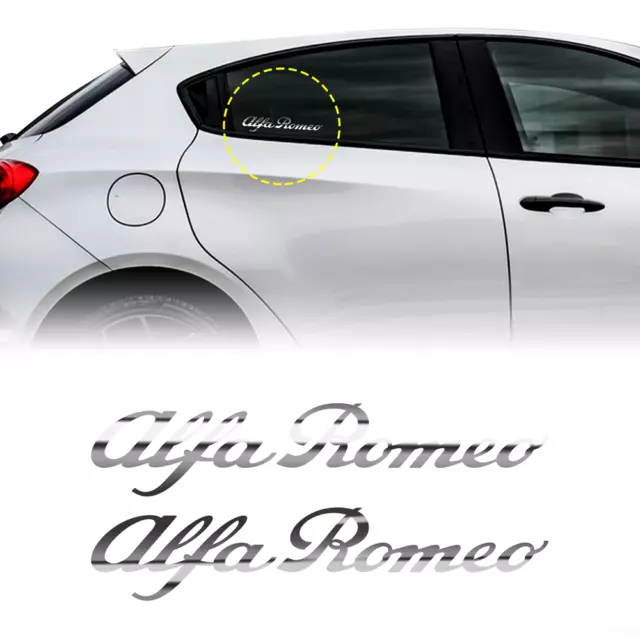 Adesivi Prespaziati Scritta Alfa Romeo, Cromo, 13 cm