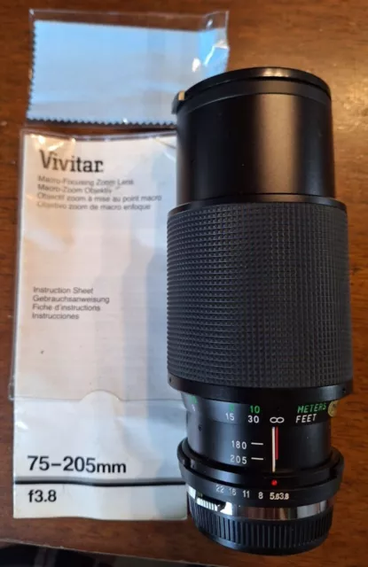 Vivitar Zoom-Objektiv 75-205mm f3,8 Macro, Teleobjektiv mit P/K Bajonett D:62mm