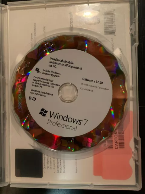 Microsoft Windows 7 professional DVD Box Italiano + codice