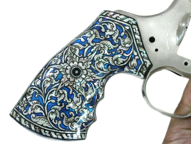 PEARL GRIPS FOR Colt Official Police, Colt Python I, E Frame Flower Art ...