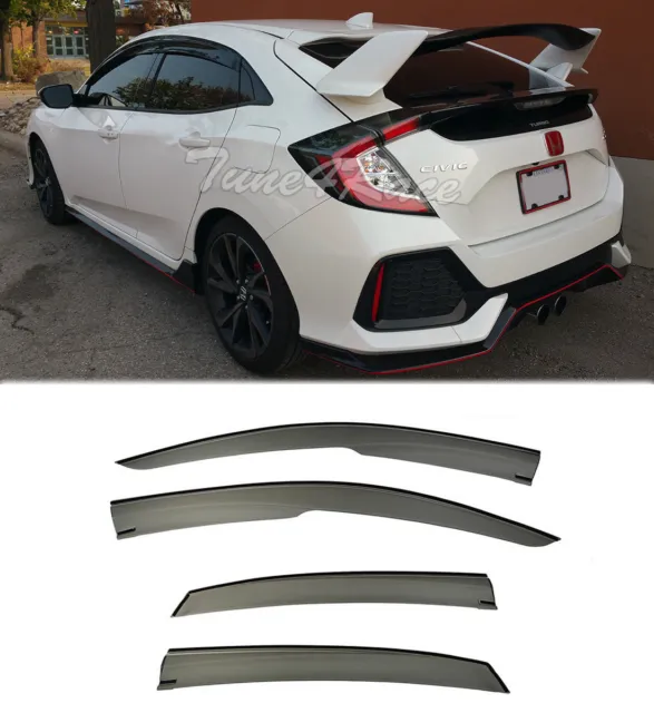 For 16-Up Honda Civic Hatchback Smoke Tinted Side Vent Mugen Style Window Visors