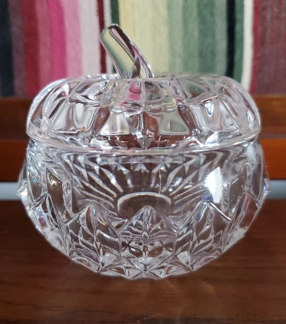 Vintage Gorham Full Lead Crystal Small Nut, Candy, Trinket Bowl, Pumpkin Shape