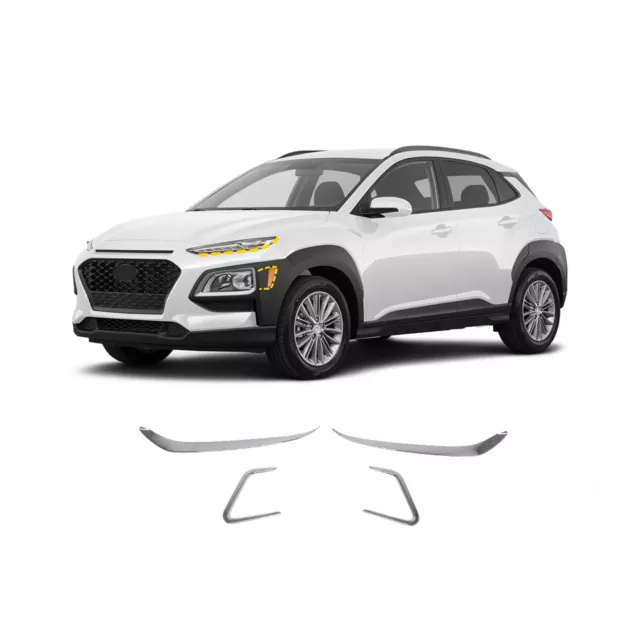 Headlights Cover Trim for Hyundai Kona 2018-2021 (4PCs) Chrome Finish Tape-On St