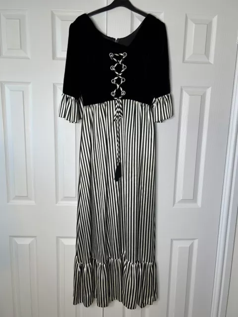 Ladies Handmade Costume Dress Medieval Black And White Beetlejuice 8-10 Small