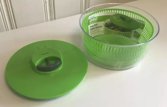 Spinner de ensalada verde transparente progresivo 4 cuartos 10" Prep Solutions 3 piezas con freno