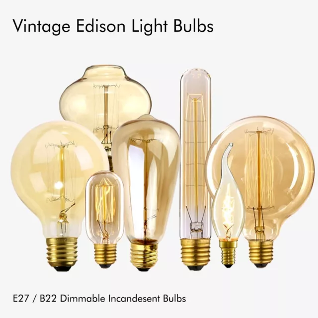 Vintage Retro Antique Filament Industrial Edison Dimmable Light Bulb E27/B22 60W