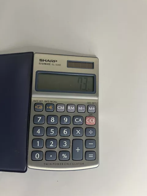 Vintage SHARP pocket calculator ELSIMATE EL-326E : twin powered, solar & battery