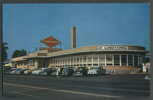 Villa Ridge MO: 1950s Postcard THE DIAMONDS RESTAURANT GAS MOTEL U.S. ROUTE 66