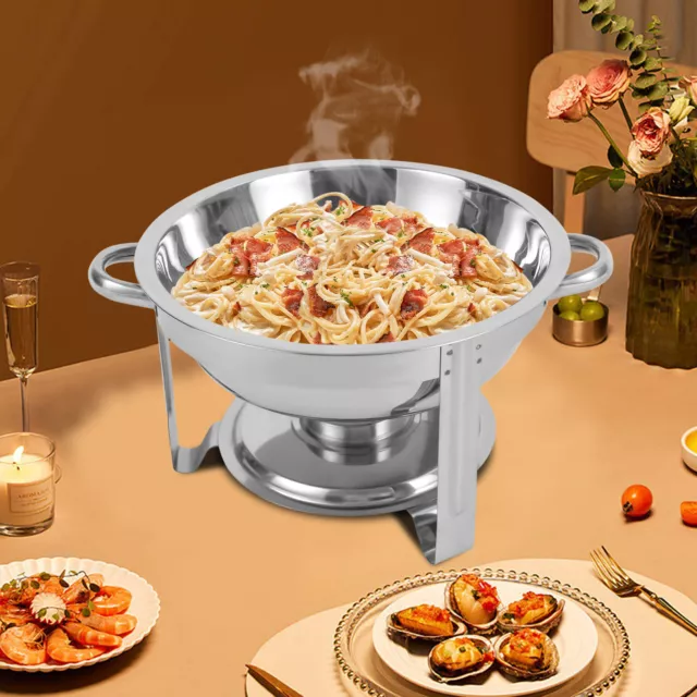 3.5L Edelstahl Rund Speisewärmer Buffet Chafing Dish Wärmebehälter + Glasdeckel