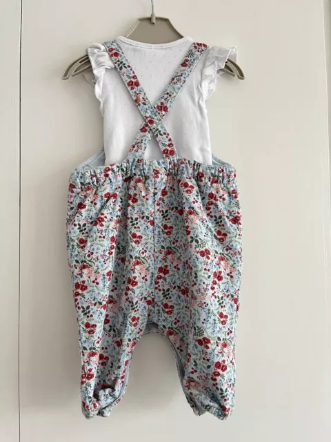 Baby Girls NEXT 0-3 Months Dungarees Outfit Flowers Floral Spring Summer GC 2