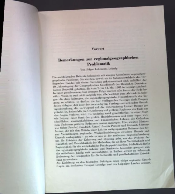 Bemerkungen zur regionalgeographischen Problematik; Lehmann, Edgar: