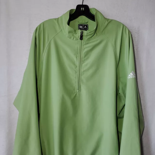 Adidas jacket ClimaProof Wind Mens Large Golf Green 1/4 Zip Long Sleeve