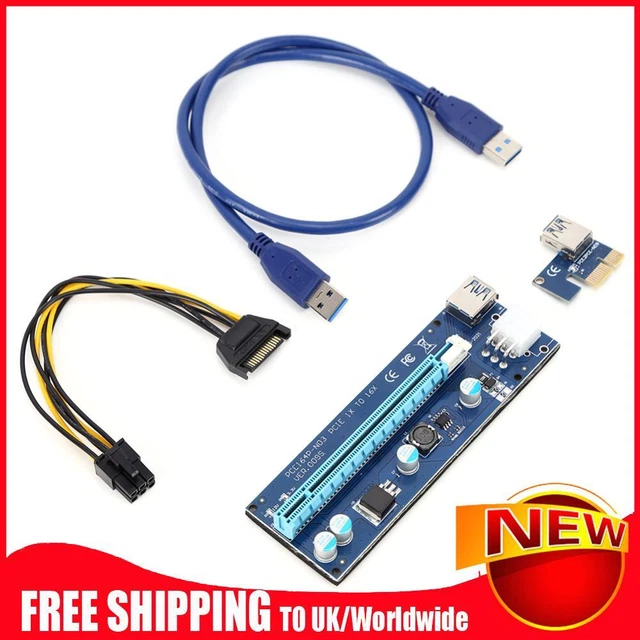 PCI Express Riser Card PCI-E 1X to 16X Extender PCIe Adapter for Bitcoin Miner