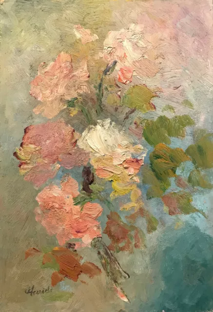 Dipinto Olio su Tavoletta Natura Morta Fiori Guido Guidi cm.35 x 50