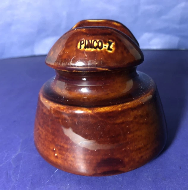 Vintage PINCO -Z Brown Glazed Ceramic Porcelain Insulator Top Rest