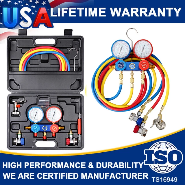 5 WAY HVAC A/C Diagnostic Manifold Gauge Set Professional AC Charging