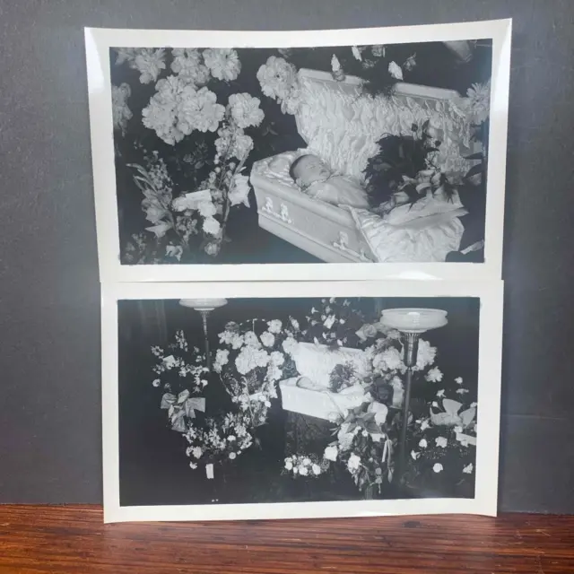 2 Original 1940s Post Mortem Baby Child Black White PHOTO Funeral Mortuary PA