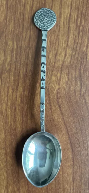 Vintage Mexico Sterling Silver 925 Tijuana Mex  Souvenir Spoon Aztec 4”