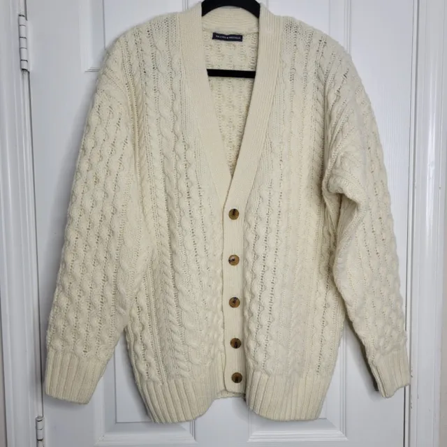 Brandy Mellville Eva One Size Wool Cardigan Sweater Cream Cable Knit Oversized
