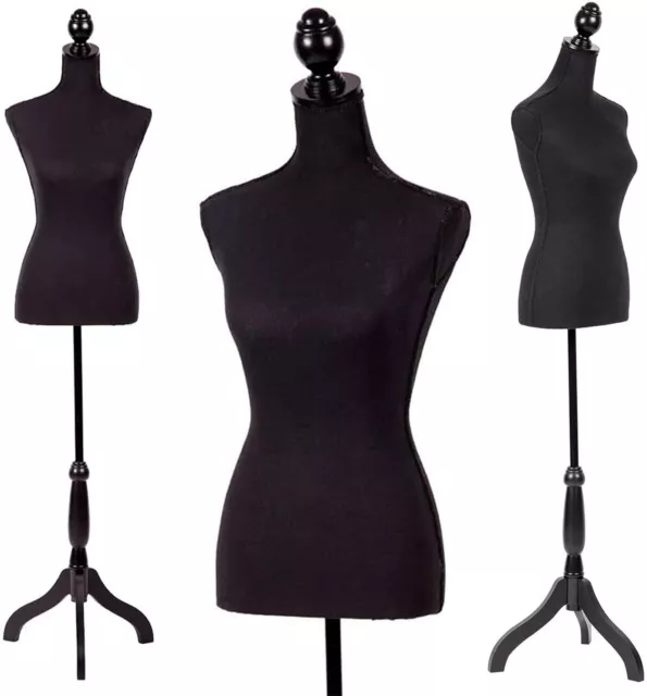 Female Mannequin Torso Shop Display Clothing Dress Form W/ Black Tripod Stand