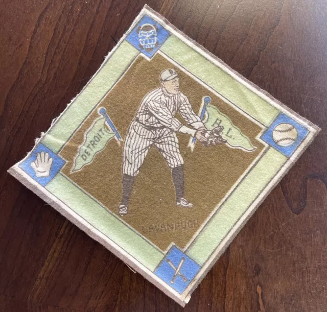 vintage 1914 DETROIT TIGERS “MARTY CAVANAUGH” FELT BLANKET tobacco BROWN INFIELD