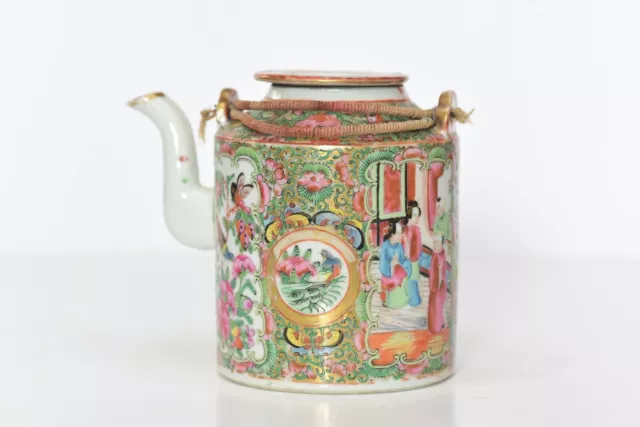 19th Century Chinese Canton Famille Rose Tea Pot