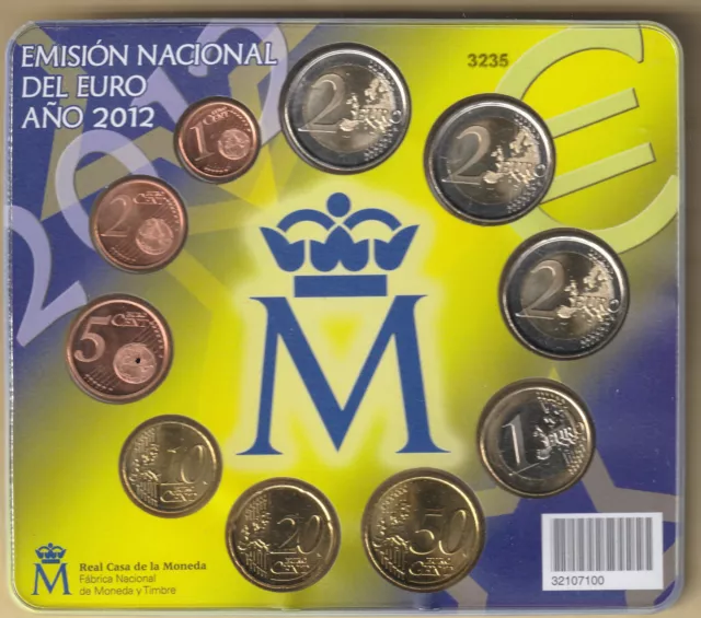 Coffret Euros Espagne 2012 Neuf Fdc - 8 Monnaies + 2 X 2€ Commemoratives