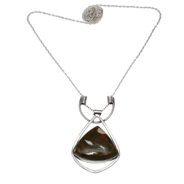 Rain Forest Jasper  Gemstone Friends 925 Silver Plated Jewelry Necklace 18-20''