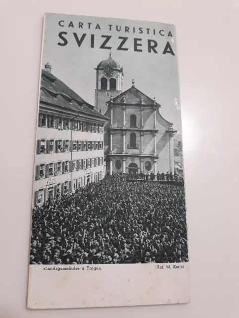 CARTA TURISTICA SVIZZERA Ufficio Pubblicità Strade Ferrate 1940 Illustrata