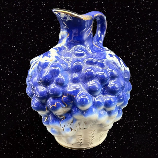 Lomonosov Grapes In A Basket Porcelain Decanter Pitcher No Lid Vintage Russian 2
