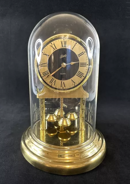 Antique 400 Day Anniversary Mantel Desk Table Clock Plastic Dome Brass W.Germany