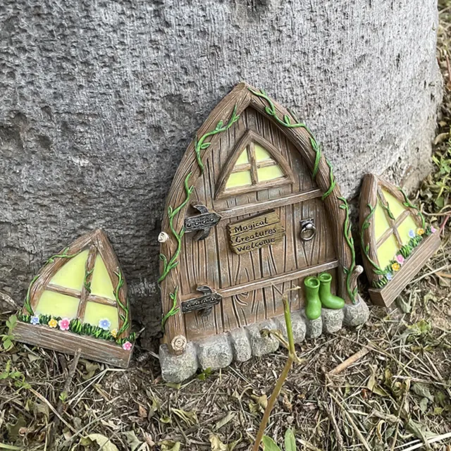 Miniatur-Fee Gnome Fenster und Tür Elf Haus für Garten Dekor Feengarten